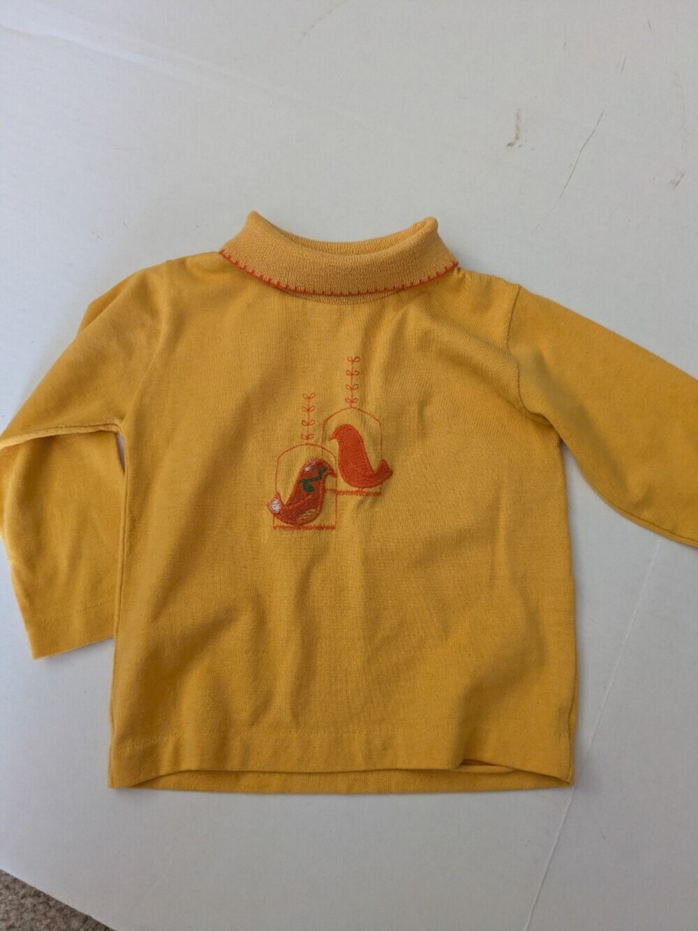 Sz 4 Vtg 80s Health-Tex Girls  Gold/Yellow Long Sleeve Shirt With Birds